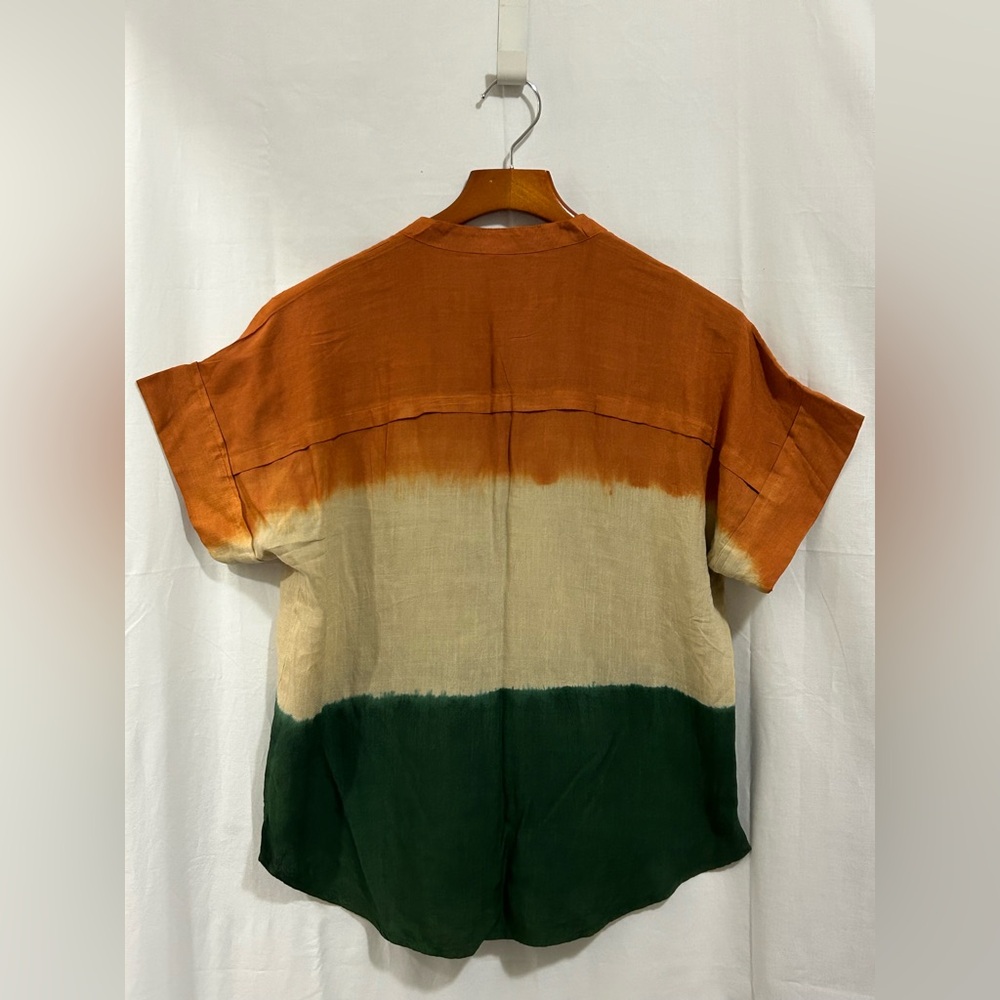 Maaesa - Orange, Beige & Green Color-Block Top - Picture 10 of 12
